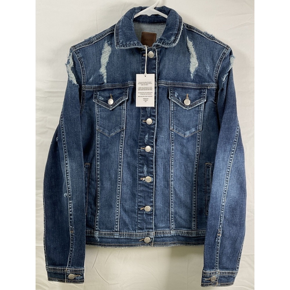 NWT Women's Joe's Jeans Giovanna Button Up Blue Denim Jean Jacket Distressed XS